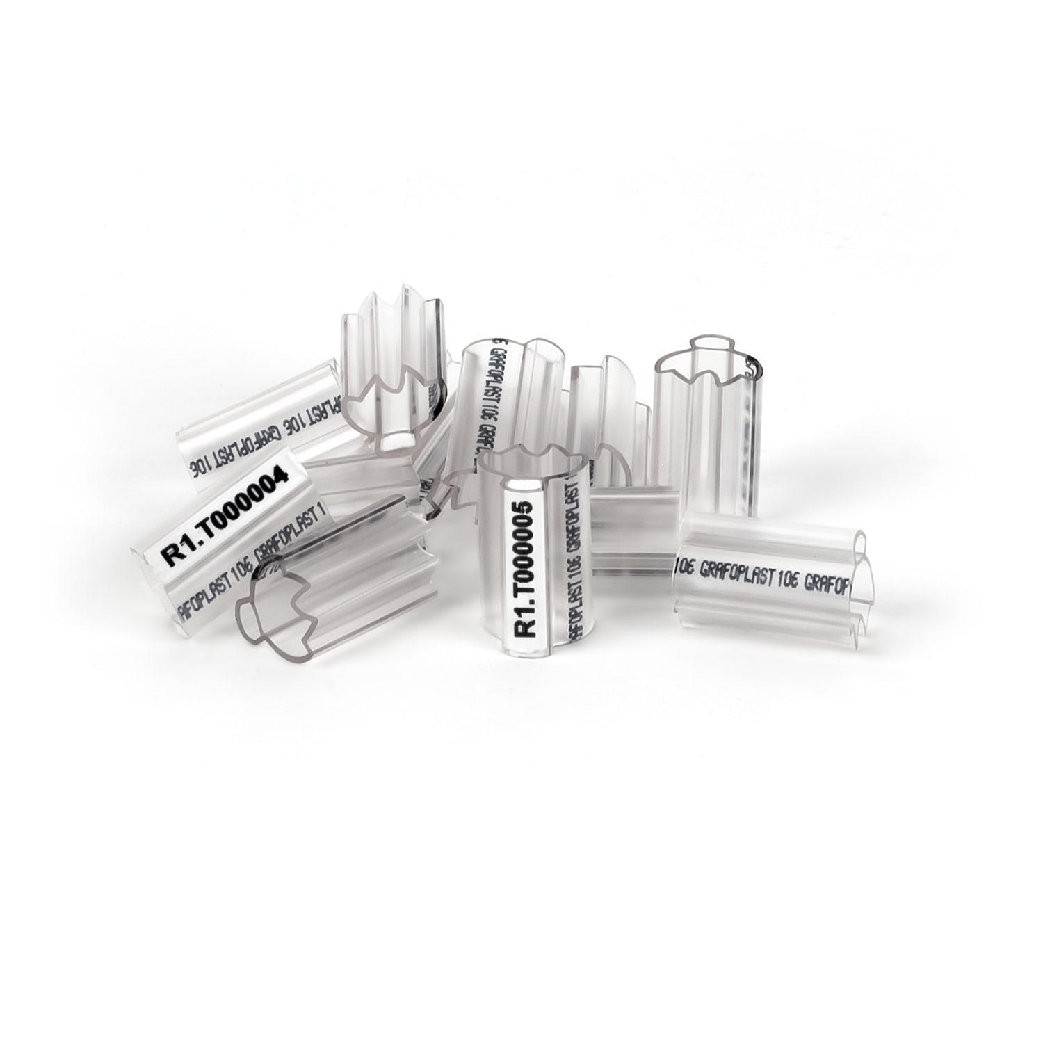 GRAFOPLAST - Tubetto Halogen Free Trasparente Lunghezza 18 mm diametro da 6 fino a 7 mm - 500 pezzi. Tubetto Trasparente Serie 100, apprezzato per la sua rigidità e precisione di innesto