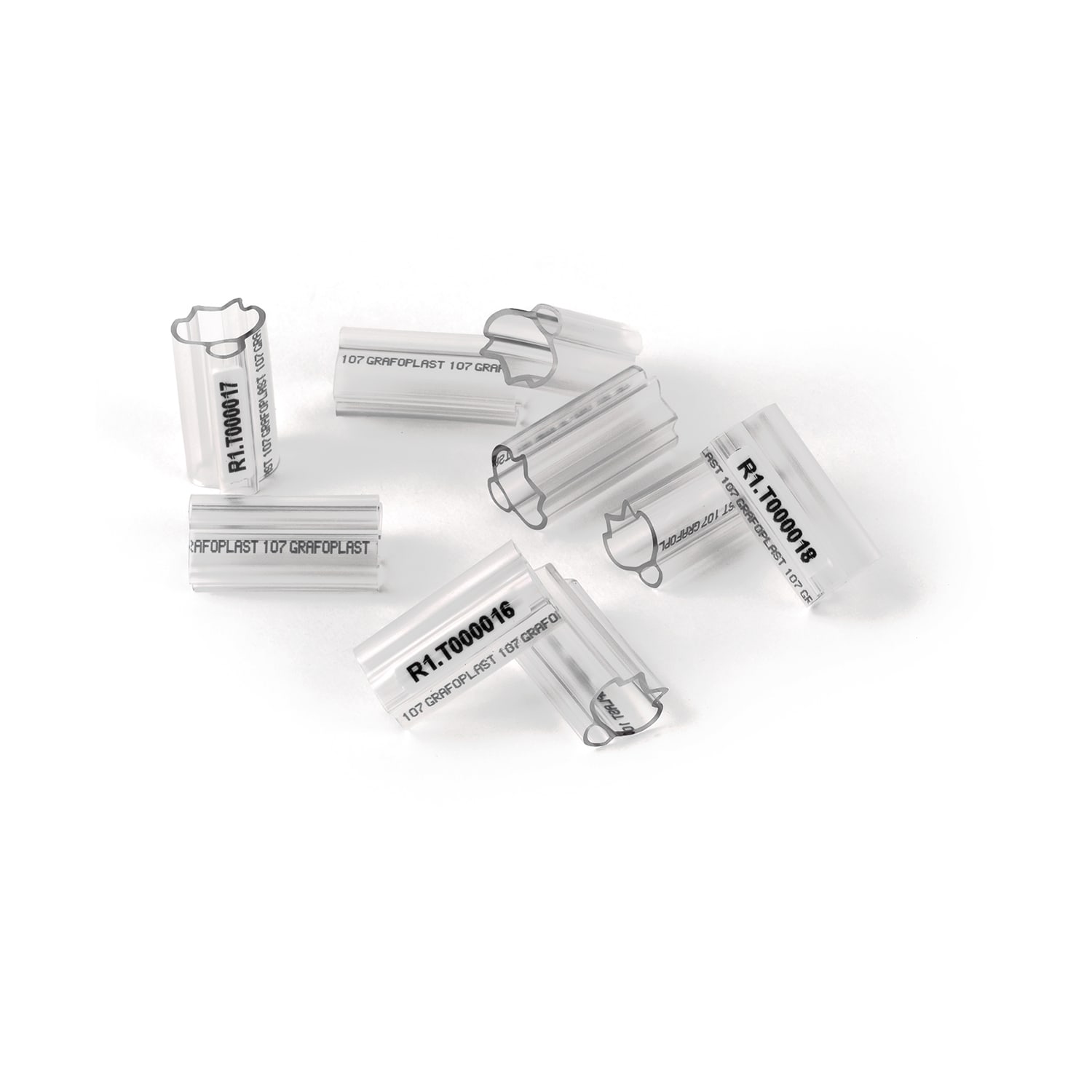 GRAFOPLAST - Tubetto Halogen Free trasparente Lunghezza 23 mm diametro da 7 fino a 8 mm - 200 pezzi. Tubetto Trasparente Serie 100, apprezzato per la sua rigidità e precisione di innesto