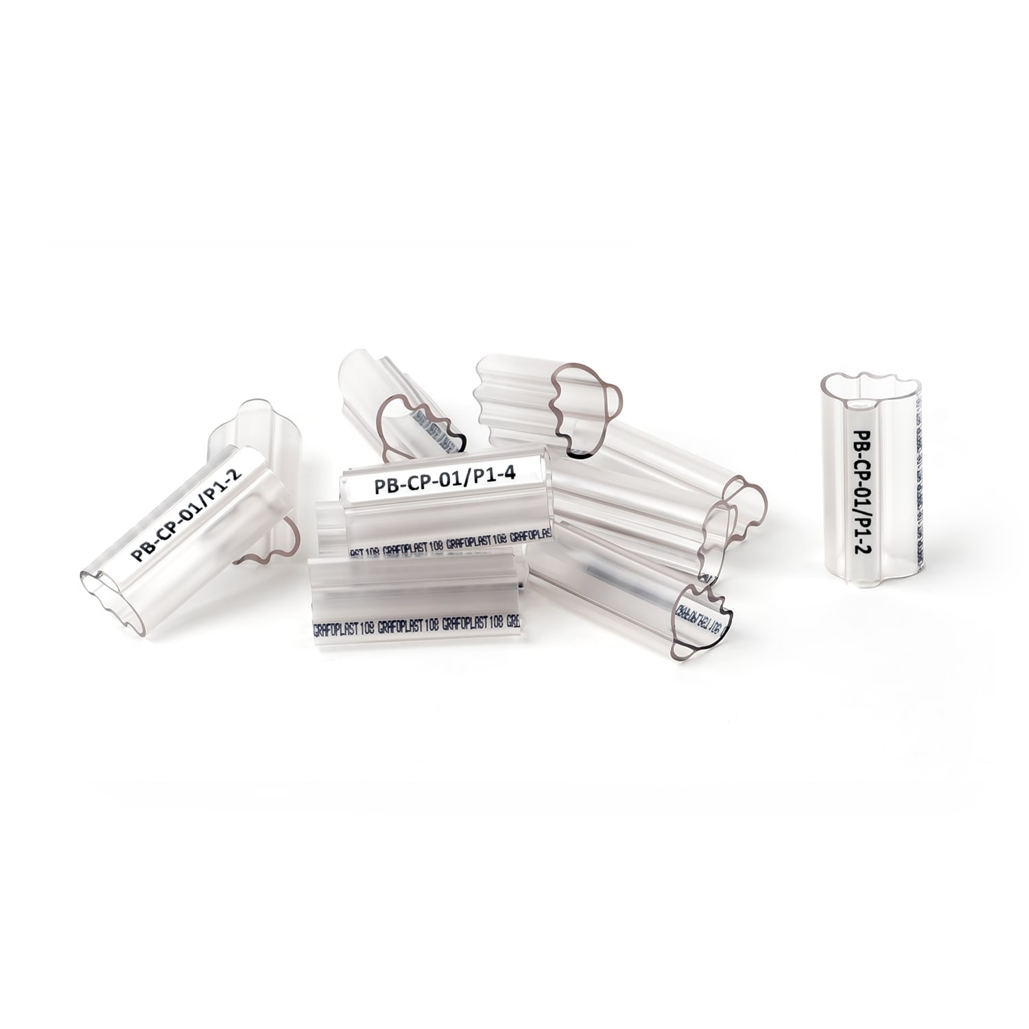 GRAFOPLAST - Tubetto Halogen Free Trasparente Lunghezza 30 mm diametro da 8 fino a 10 mm - 200 pezzi. Tubetto Trasparente Serie 100, apprezzato per la sua rigidità e precisione di innesto