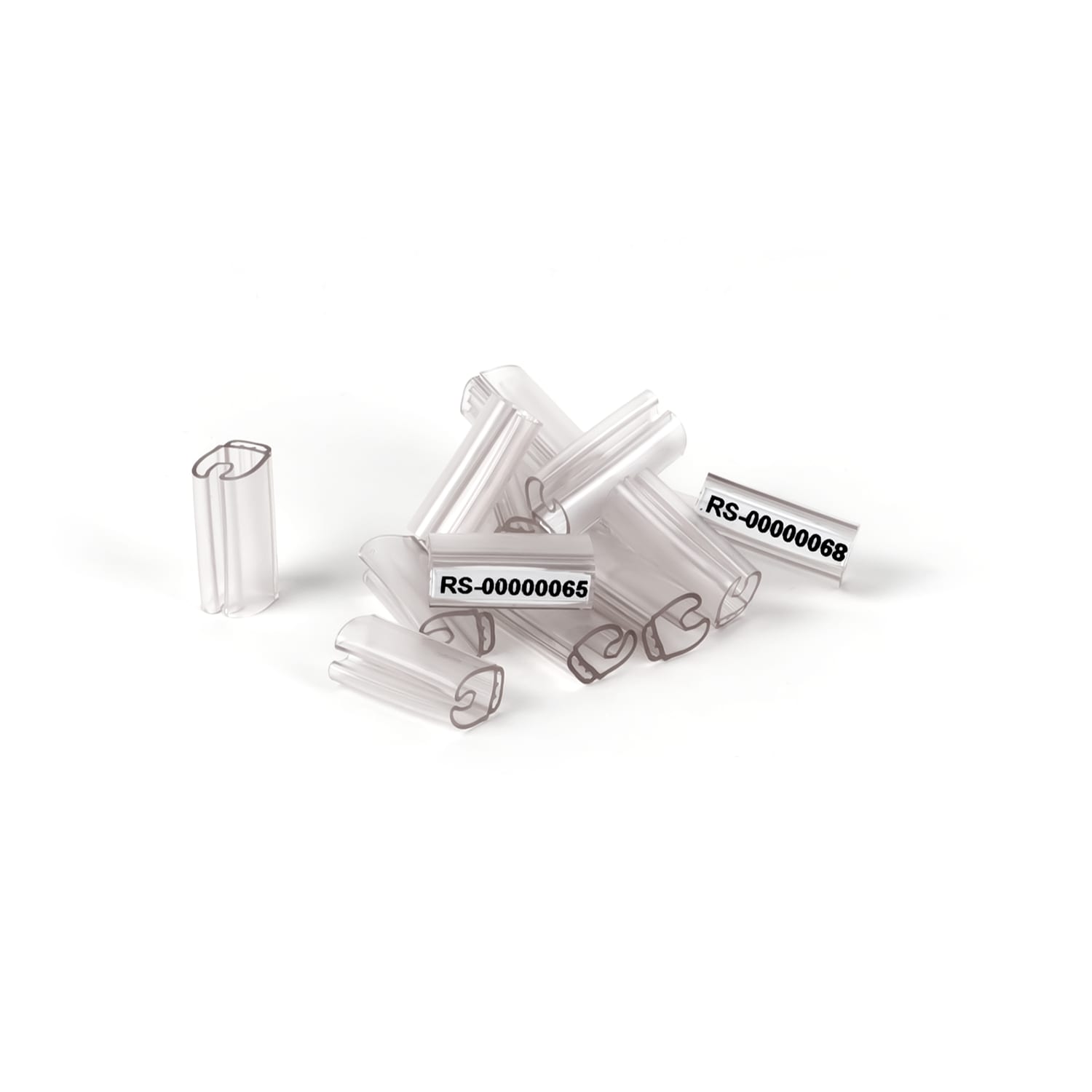 GRAFOPLAST - Tubetto Flat Trasparente Lunghezza 18 mm diametro da 4 a 7 mm - 500 pezzi. Tubetto trasparente FLAT Serie 500 appositamente studiato per le tessere da cavo in PVC Flat. Il materiale elastico favorisce l'inserimento della tessera