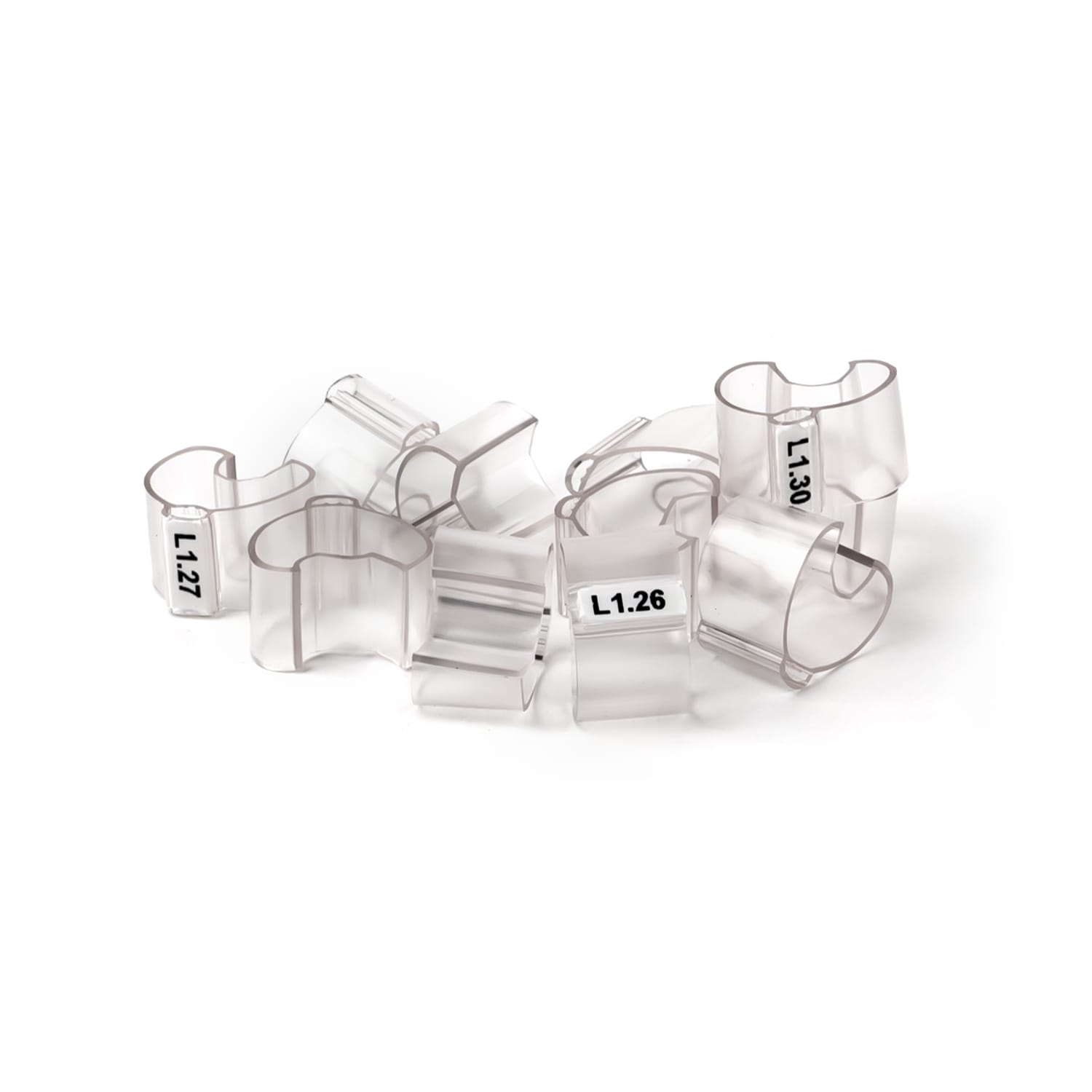 GRAFOPLAST - Tubetto Flat Trasparente Lunghezza 10 mm diametro da 10 a 14 mm - 200 pezzi. Tubetto trasparente FLAT Serie 500 appositamente studiato per le tessere da cavo  in PVC Flat. Il materiale elastico favorisce l'inserimento della tessera