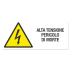 GRAFOPLAST - Cartello "alta tensione pericolo di morte" in alluminio dimensioni L=350 mm, H=150 mm, 1 pz per foglio