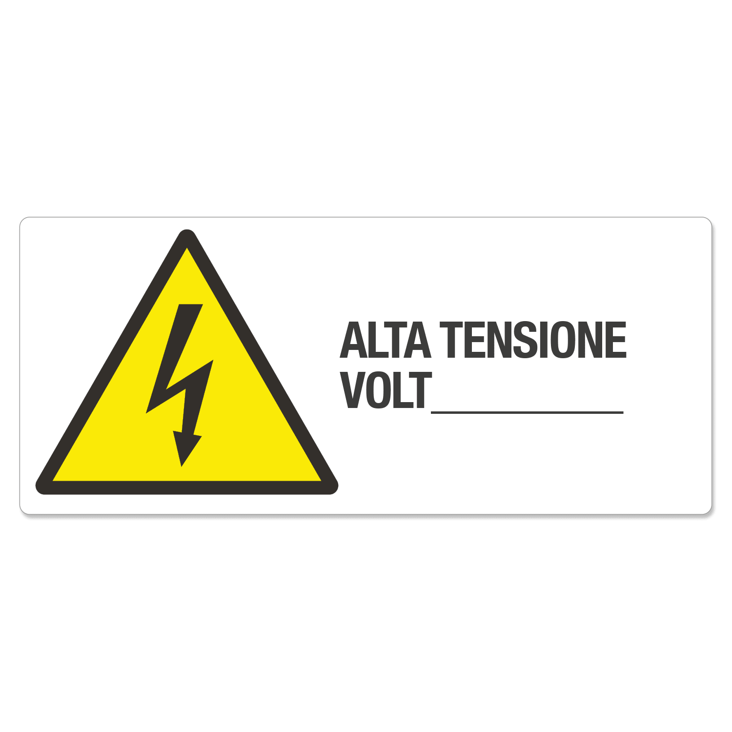 GRAFOPLAST - Cartello "alta tensione VOLT___"  in alluminio dimensioni L=350 mm,  H=150 mm, 1 pz per foglio