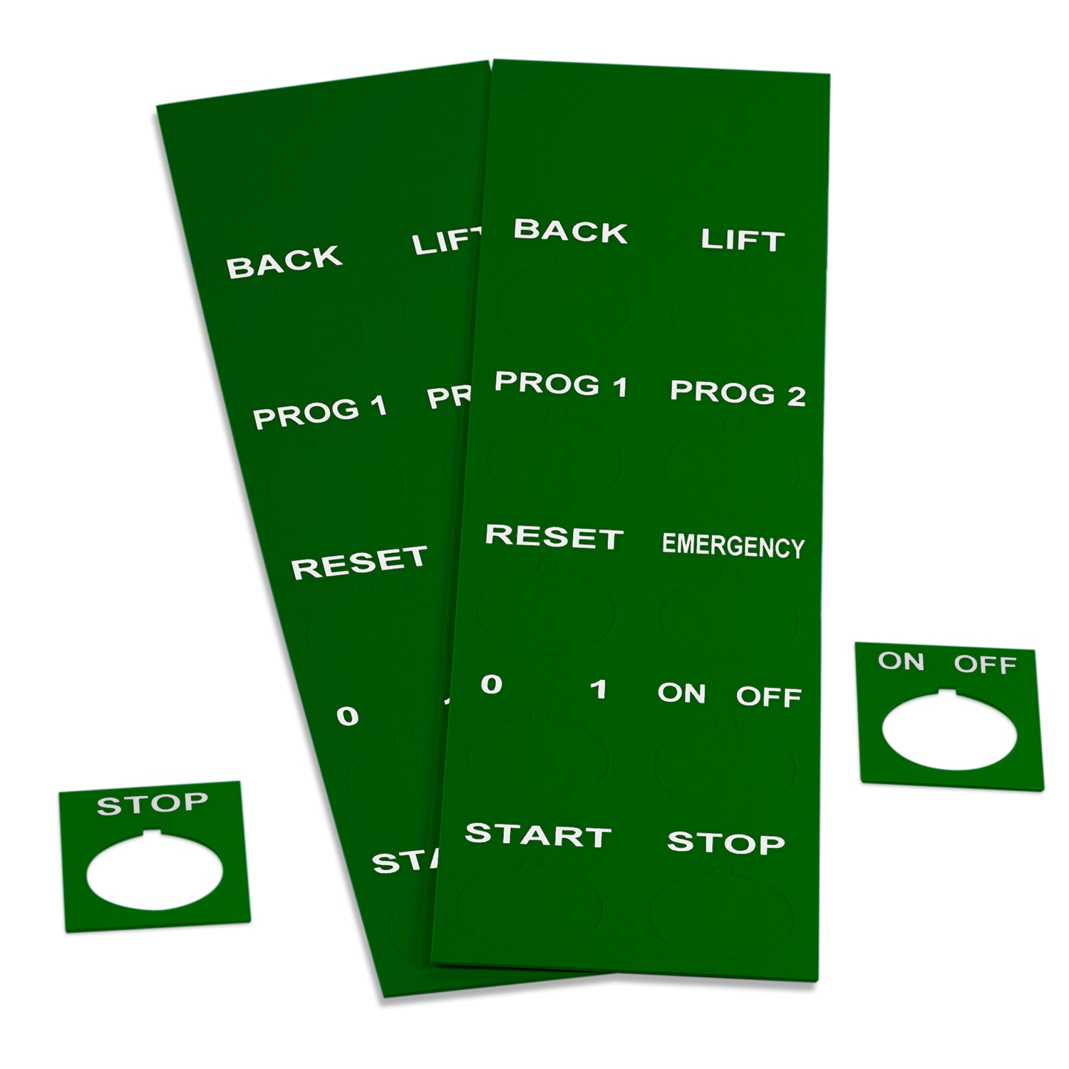 GRAFOPLAST - Targhetta Pulsanti in PVC Verde 40x30 mm confezione da 440 pezzi. Studiata per i diversi modelli di pulsantiere; adesive o ad incastro sul pulsante