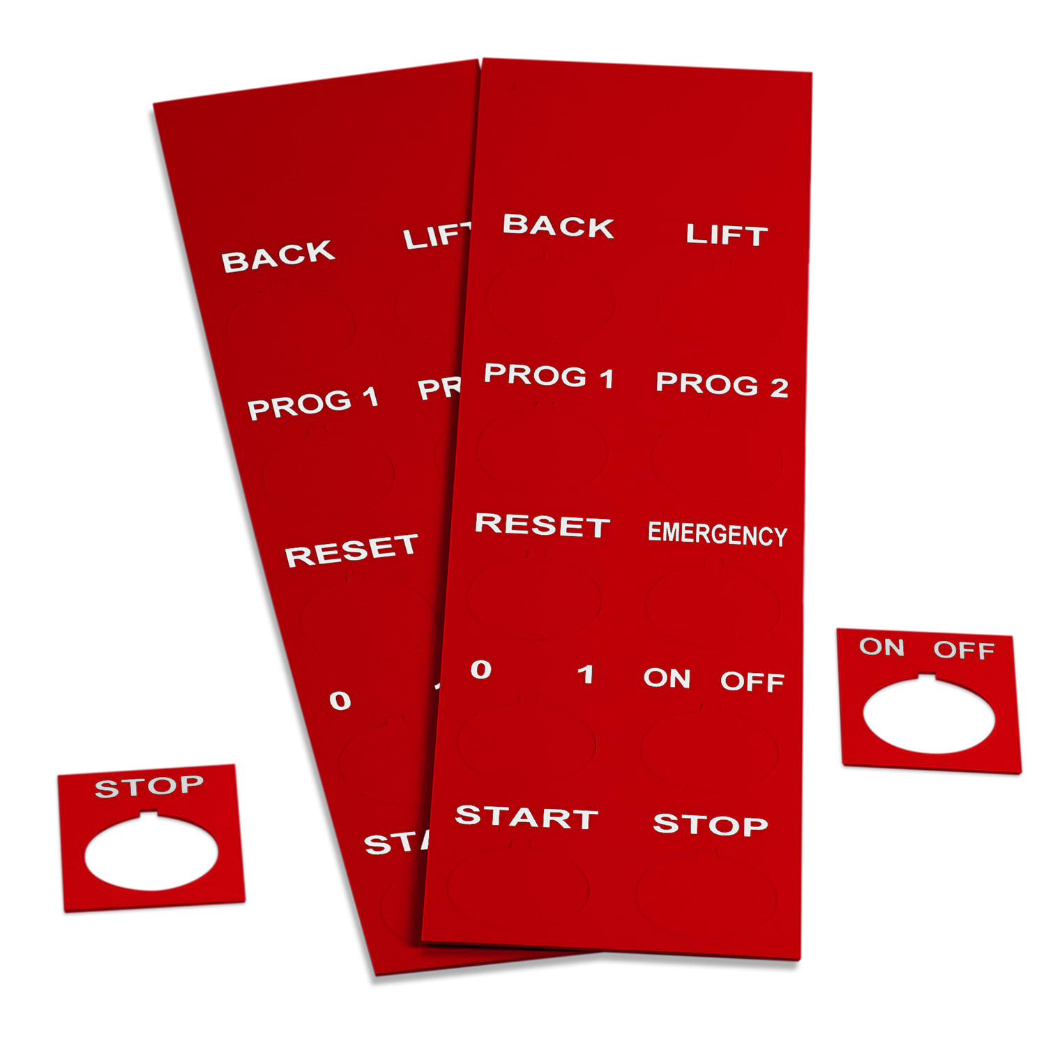GRAFOPLAST - Targhetta Pulsanti in PVC Rosso 40x30 mm diametro22,5 mm - confezione da 440 pezzi. Studiata per i diversi modelli di pulsantiere; adesive o ad incastro sul pulsante
