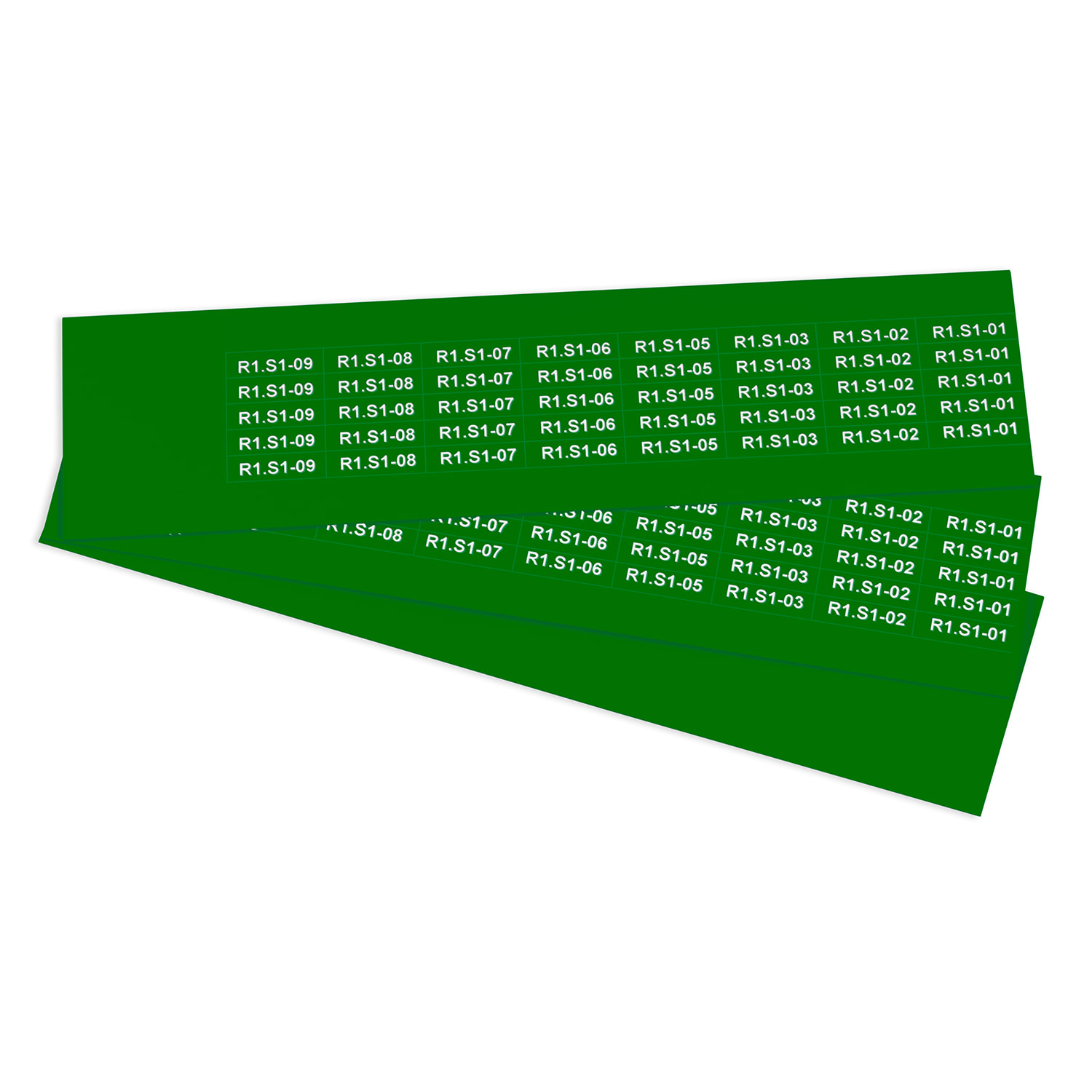 GRAFOPLAST - Targhetta in PVC adesiva Verde 25x7 mm - confezione da 880 pezzi. Si applica ovunque, interno ed esterno quadro grazie all'adesivo posto sul retro