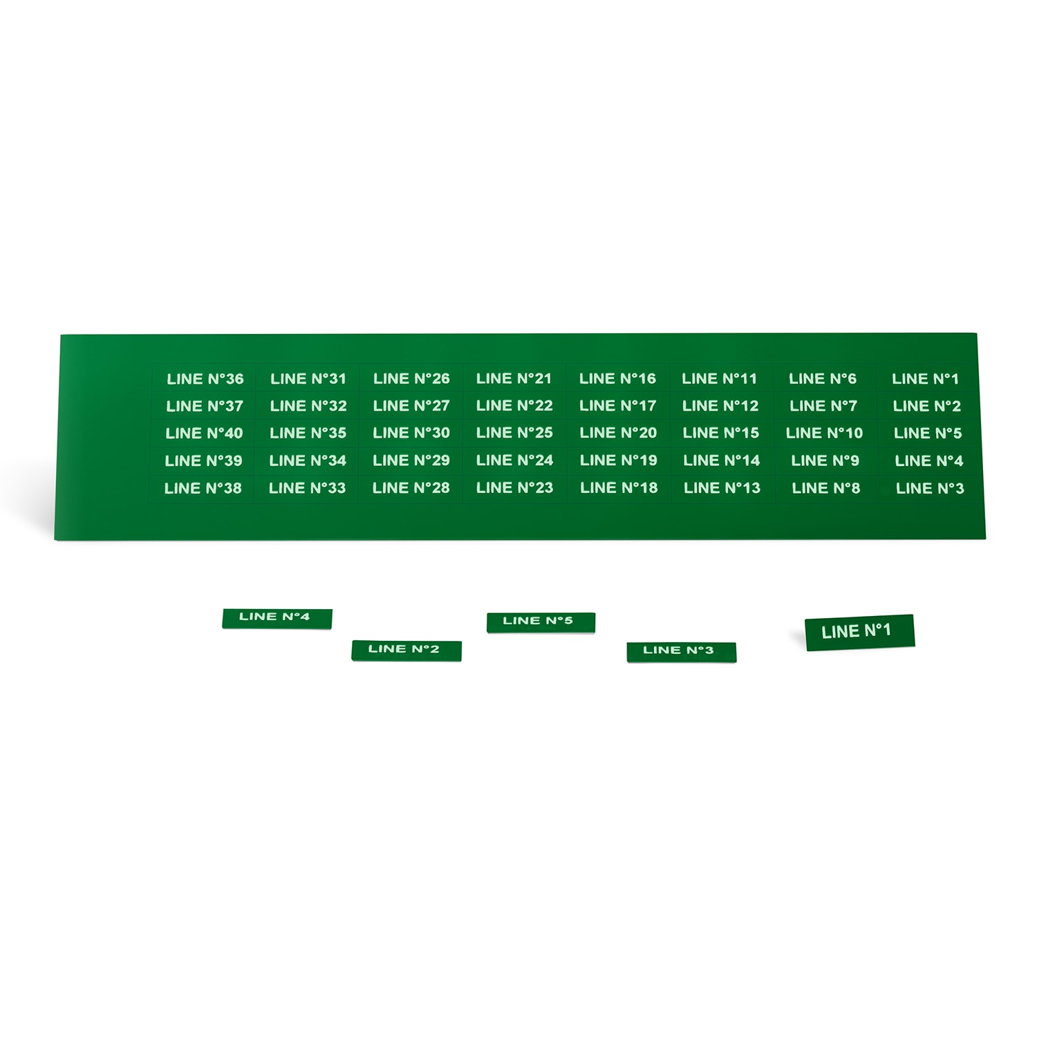 GRAFOPLAST - Targhetta in PVC adesiva Verde 27x8 mm - confezione da 440 pezzi. Si applica ovunque, interno ed esterno quadro grazie all'adesivo posto sul retro