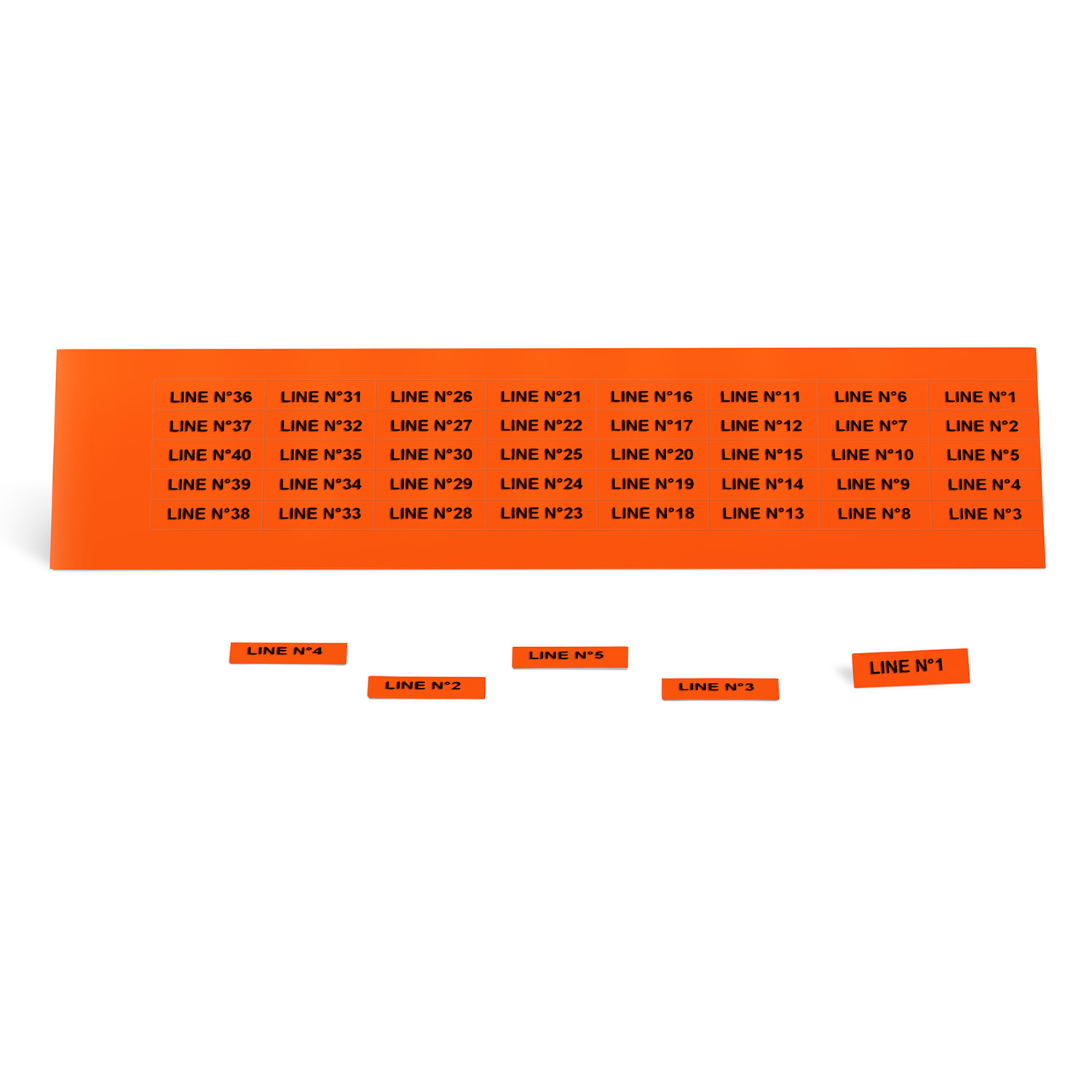 GRAFOPLAST - Targhetta in PVC adesiva Arancione 27x8 mm - confezione da 440 pezzi.  Si applica ovunque, interno ed esterno quadro grazie all'adesivo posto sul retro