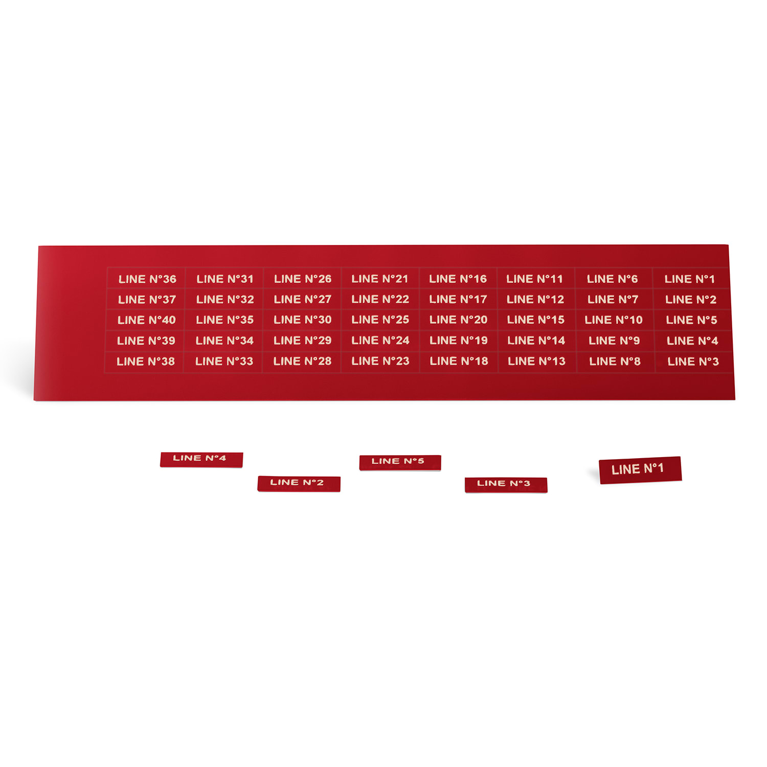 GRAFOPLAST - Targhetta in PVC adesiva Rosso 27x8 mm - confezione da 440 pezzi. Si applica ovunque, interno ed esterno quadro grazie all'adesivo posto sul retro