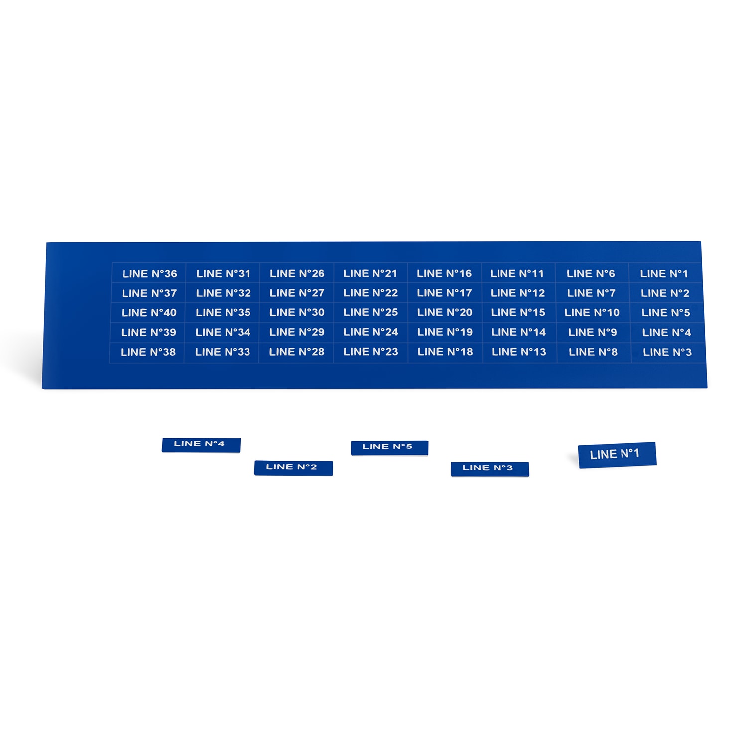 GRAFOPLAST - Targhetta in PVC adesiva Blu 27x8 mm - confezione da 440 pezzi. Si applica ovunque, interno ed esterno quadro grazie all'adesivo posto sul retro