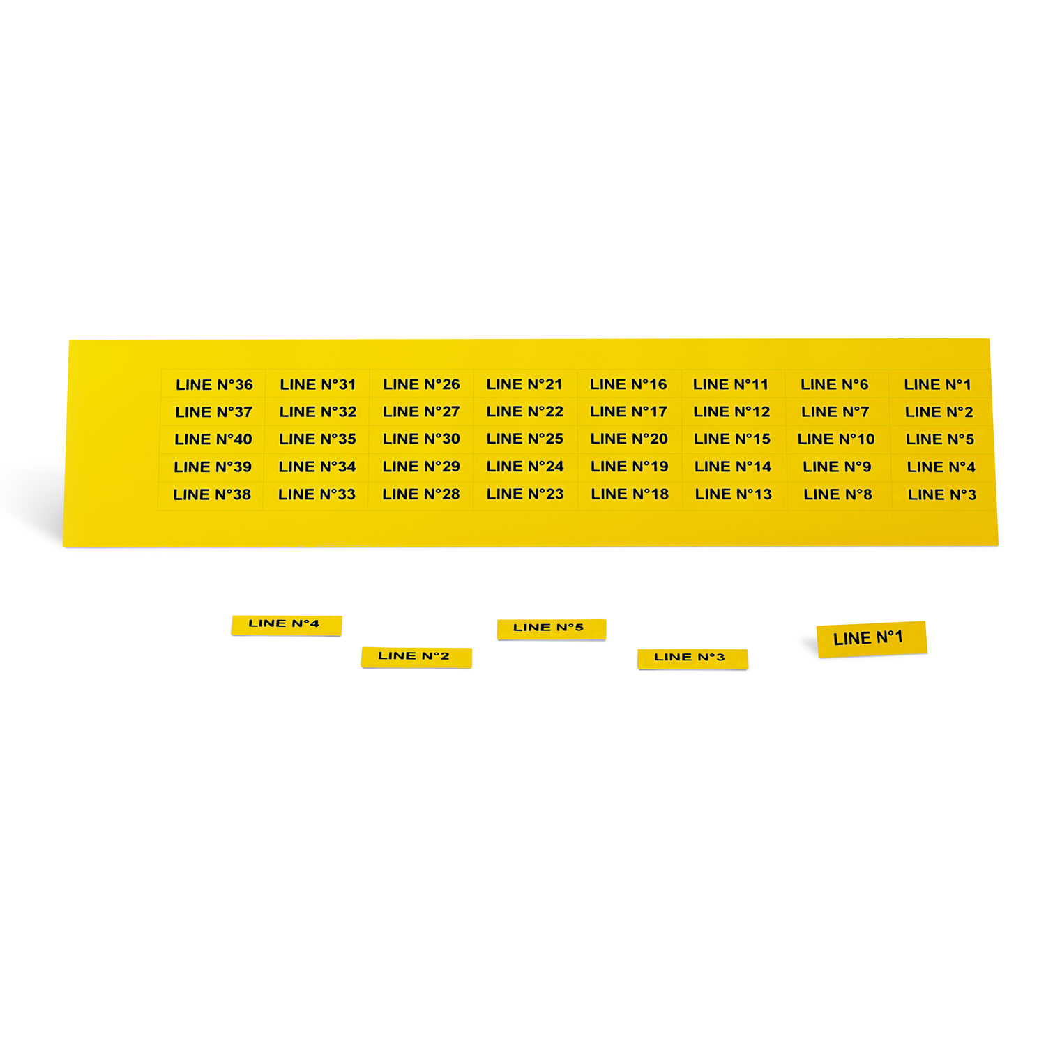 GRAFOPLAST - Targhetta in PVC adesiva Giallo 27x8 mm - confezione da 440 pezzi. Si applica ovunque, interno ed esterno quadro grazie all'adesivo posto sul retro