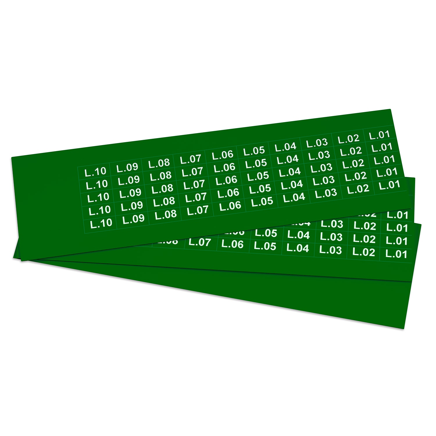 GRAFOPLAST - Targhetta in PVC adesiva Verde 20x9  mm -  900 pezzi.  Si applica ovunque, interno ed esterno quadro grazie all'adesivo posto sul retro