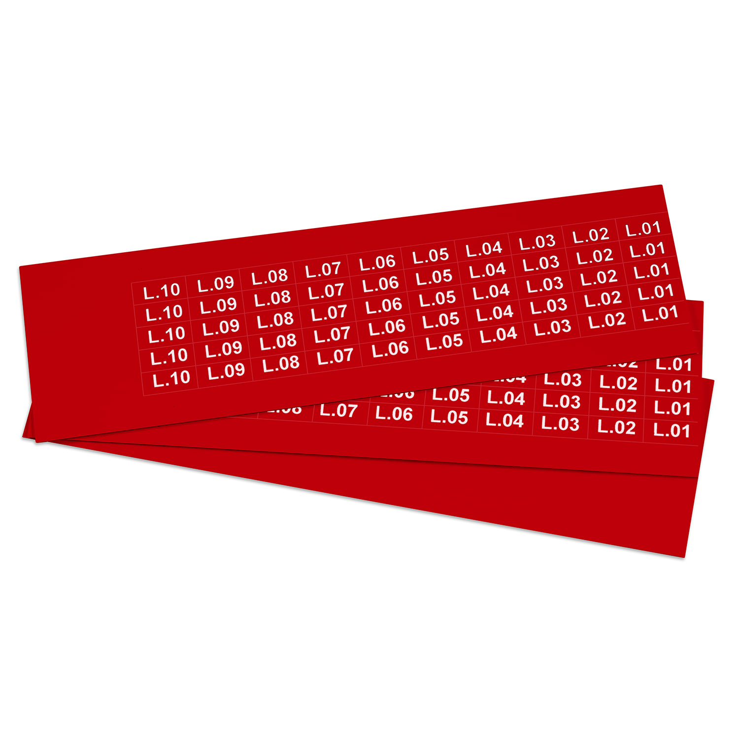 GRAFOPLAST - Targhetta in PVC adesiva Rosso 20x9  mm - 900 pezzi.  Si applica ovunque, interno ed esterno quadro grazie all'adesivo posto sul retro