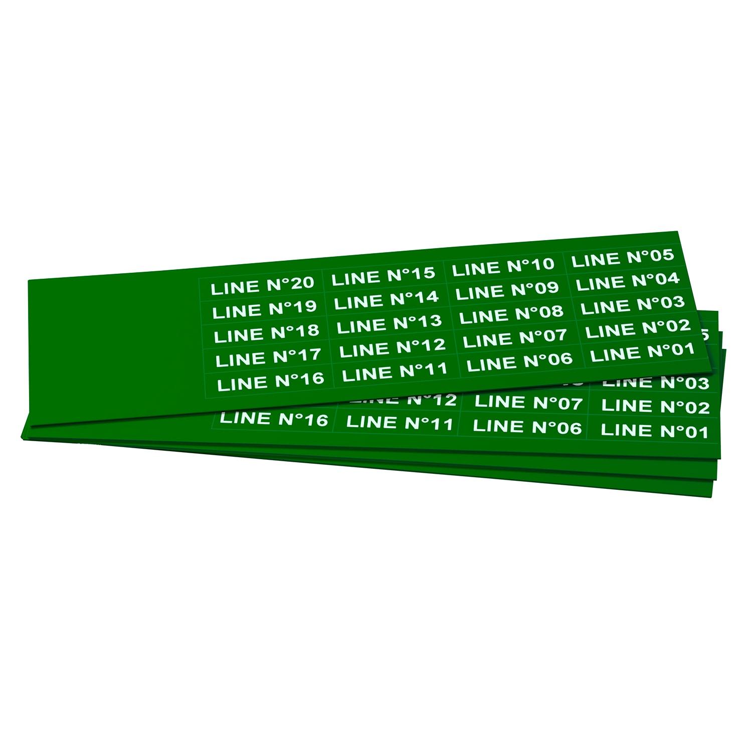 GRAFOPLAST - Targhetta in PVC adesiva Verde 35x9 mm - confezione da 540 pezzi. Si applica ovunque, interno ed esterno quadro grazie all'adesivo posto sul retro