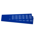 GRAFOPLAST - Targhetta in PVC adesiva Blu 27x10  mm - 630 pezzi.  Si applica ovunque, interno ed esterno quadro grazie all'adesivo posto sul retro