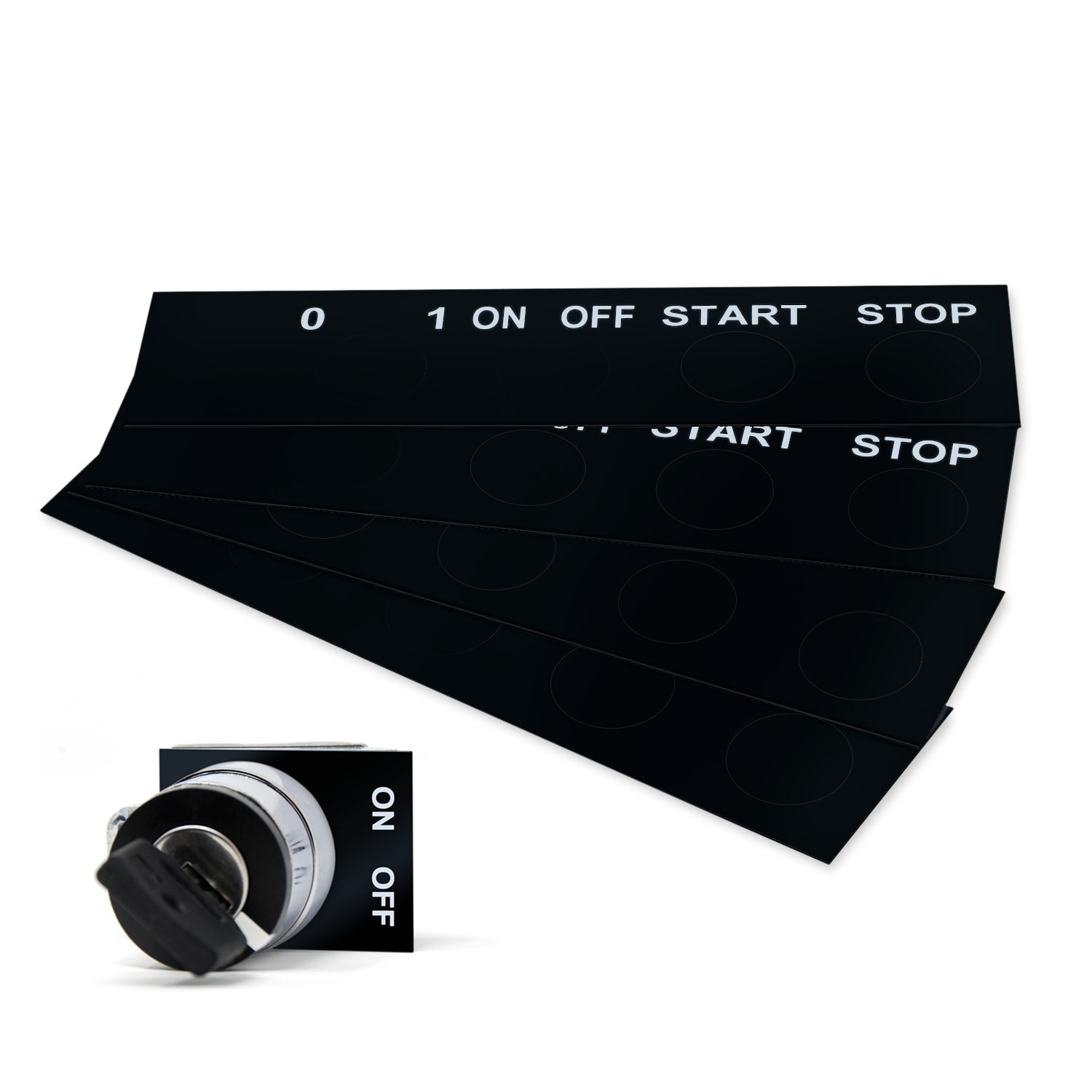 GRAFOPLAST - Targhetta Pulsanti in PVC Nero 50x50mm 176 pezzi. Si applica ovunque, interno ed esterno quadro grazie all'adesivo posto sul retro