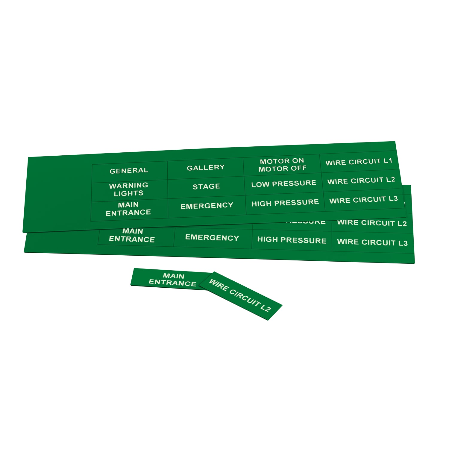 GRAFOPLAST - Targhetta in PVC adesiva Verde 50x15mm - 132 pezzi. Si applica ovunque, interno ed esterno quadro grazie all'adesivo posto sul retro