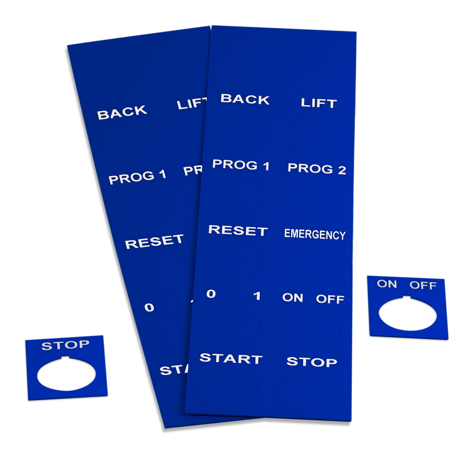 GRAFOPLAST - Targhetta Pulsanti in PVC adesiva Blu 40x30 mm - confezione da 440 pezzi. Studiata per i diversi modelli di pulsantiere; adesive o ad incastro sul pulsante