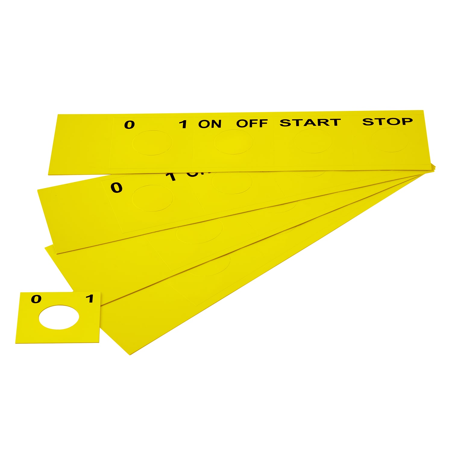 GRAFOPLAST - Targhetta Pulsanti in PVC adesiva Giallo 50x50 mm diametro foro 24,5 mm - 176 pezzi. Studiata per i diversi modelli di pulsantiere; adesive o ad incastro sul pulsante
