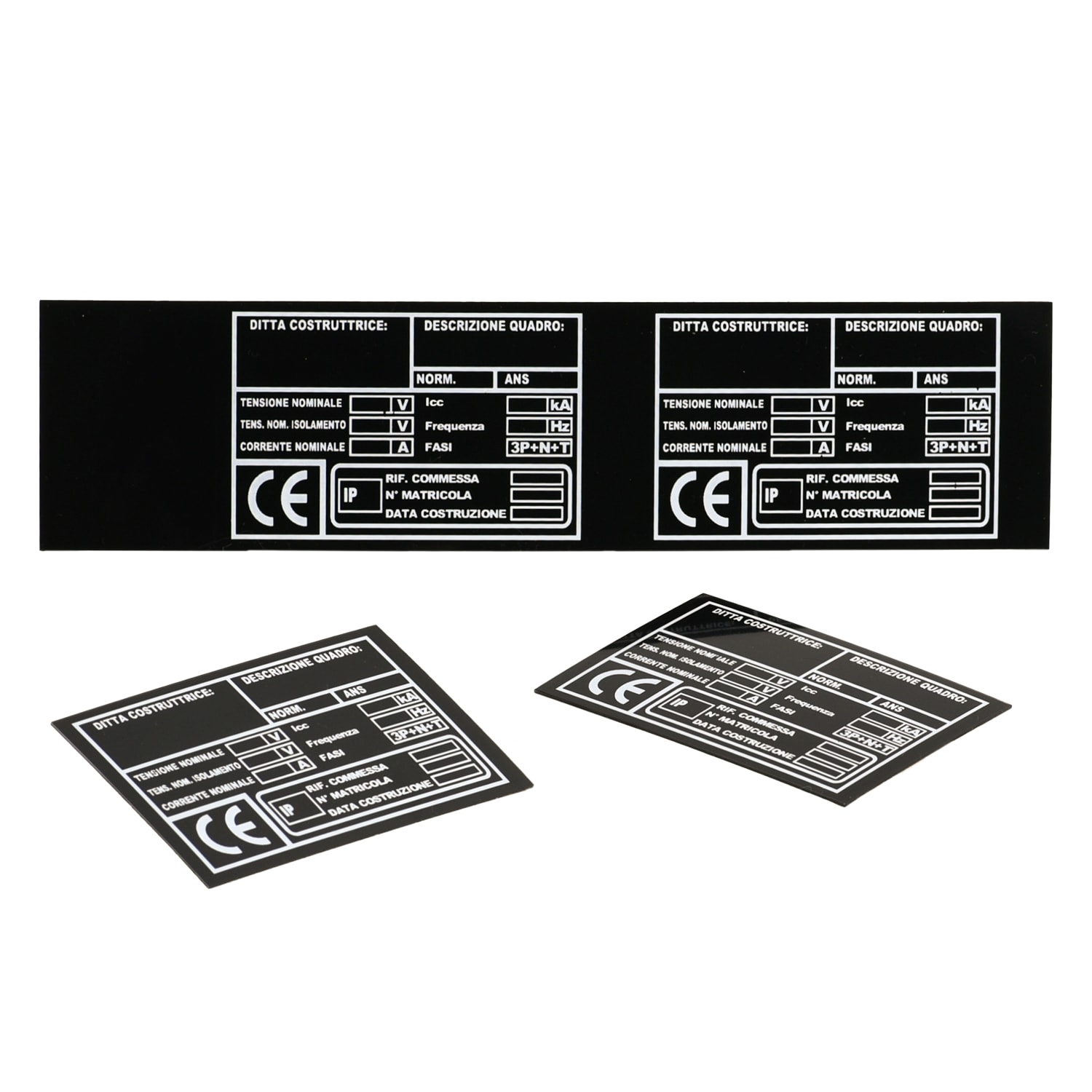 GRAFOPLAST - Targa Quadro in PVC adesiva Nero 100x60 mm - 22 pezzi. La targa si applica direttamente ed in sicurezza tramite il suo biadesivo che ha un'elevata adesione, permettendo di identificare con estrema semplicitè e rapiditè i quadri di distribuzione.