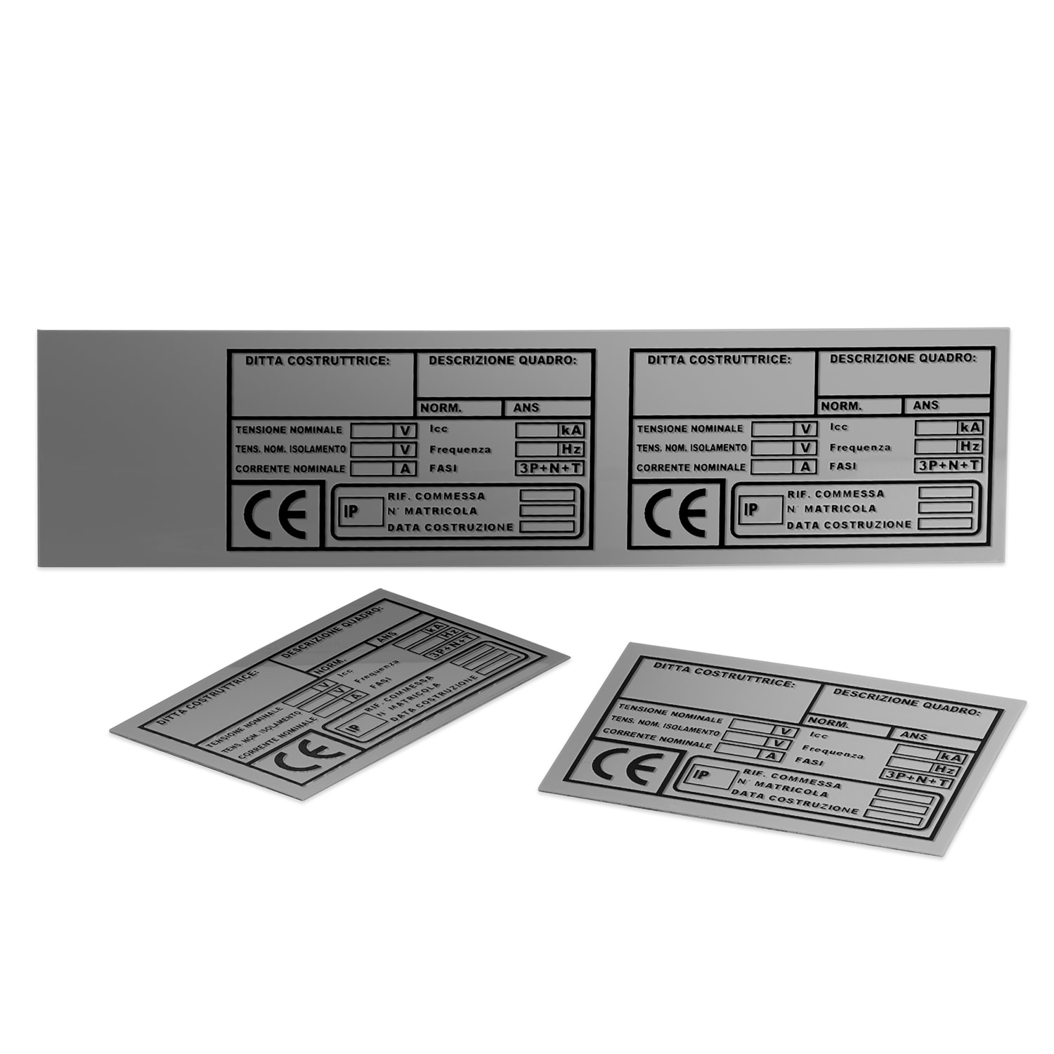 GRAFOPLAST - Targa Quadro in PVC adesiva Metal 100x60 mm - 22 pezzi