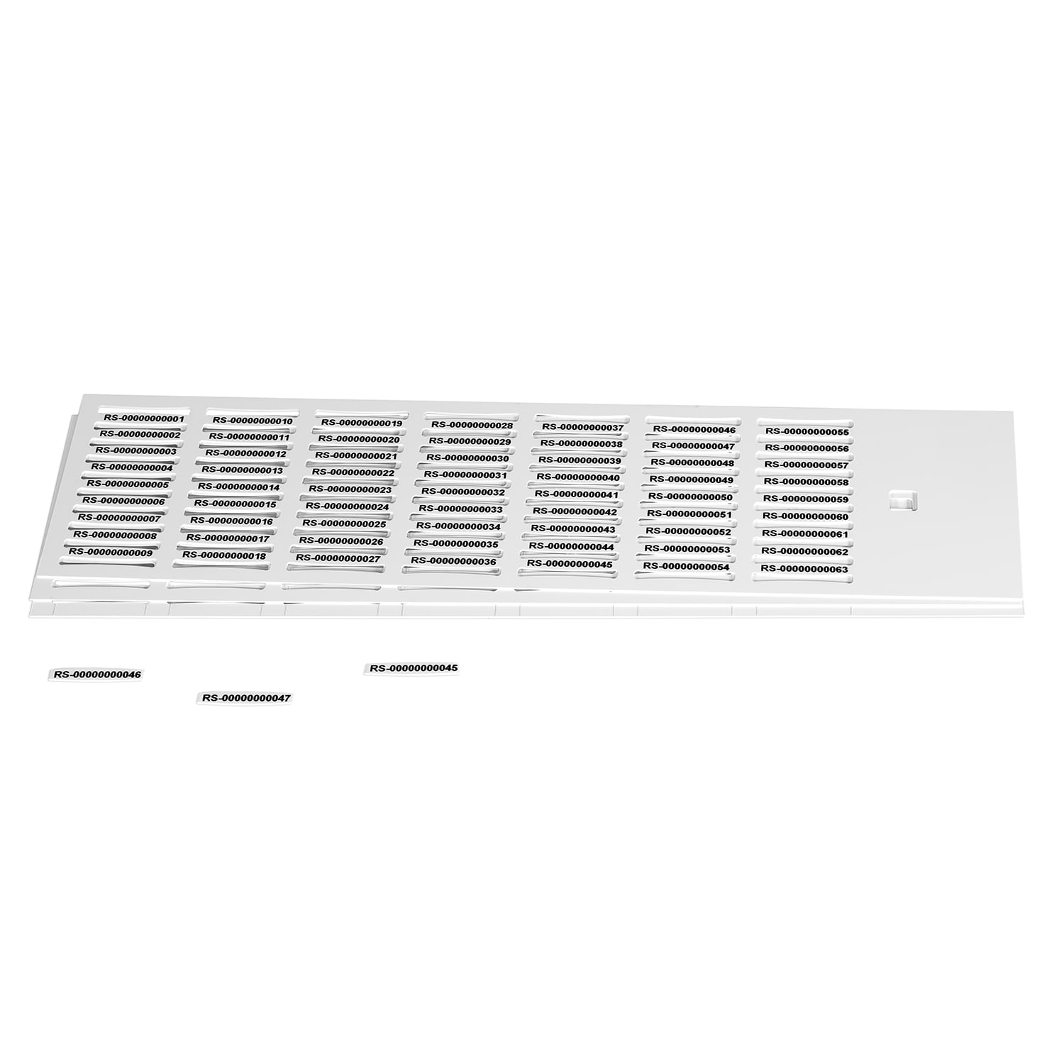 GRAFOPLAST - Tessera Cavi FLAT in PVC Bianco 23x4 mm 2520 pezzi. Usata con l'apposito tubetto serie 500. la sagomatura è stata progettata per rendere estremamente facile l'inserimento nel tubetto
