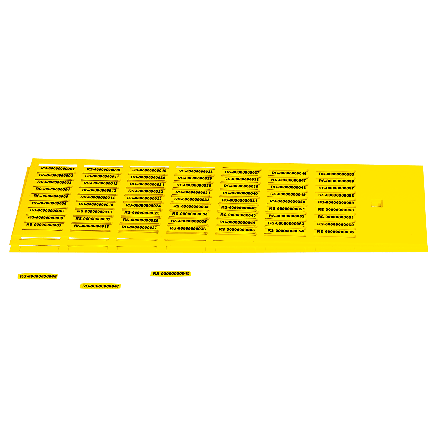GRAFOPLAST - Tessera Cavi FLAT in PVC Giallo 23x4 mm 2520 pezzi.  Usata con l'apposito tubetto serie 500. la sagomatura è stata progettata per rendere estremamente facile l'inserimento nel tubetto
