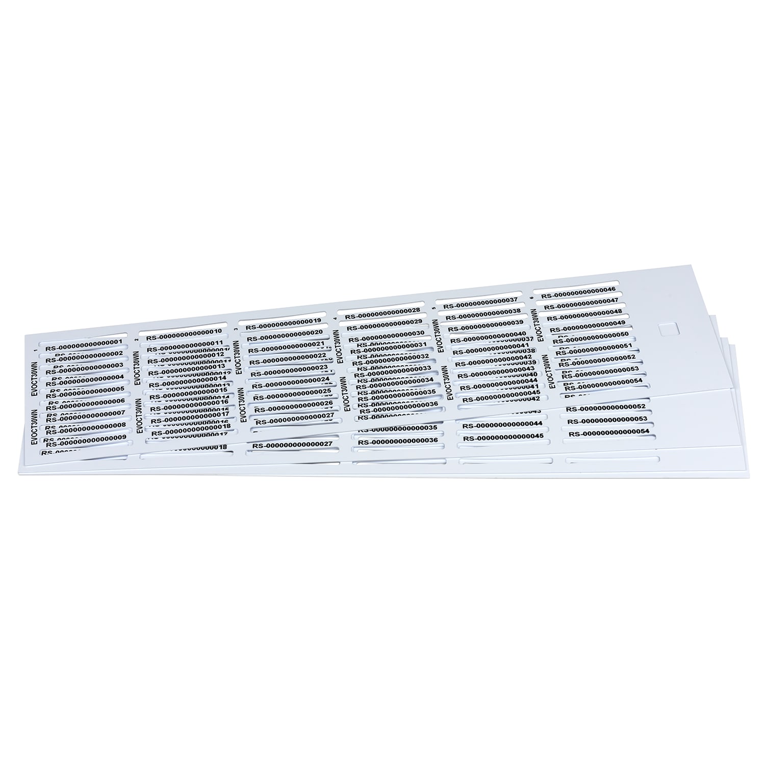 GRAFOPLAST - Tessera Cavi FLAT in PVC Bianco 30x4mm 2160 pezzi.  Usata con l'apposito tubetto serie 500. la sagomatura è stata progettata per rendere estremamente facile l'inserimento nel tubetto EVOCT30WN