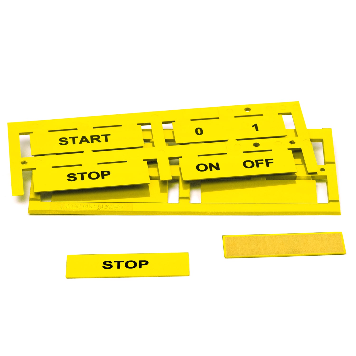 GRAFOPLAST - Targhetta Halogen Free Adesiva Giallo 50x15 mm 96 pezzi. Targhette rigide prive di alogeni per la siglatura dell'esterno quadro