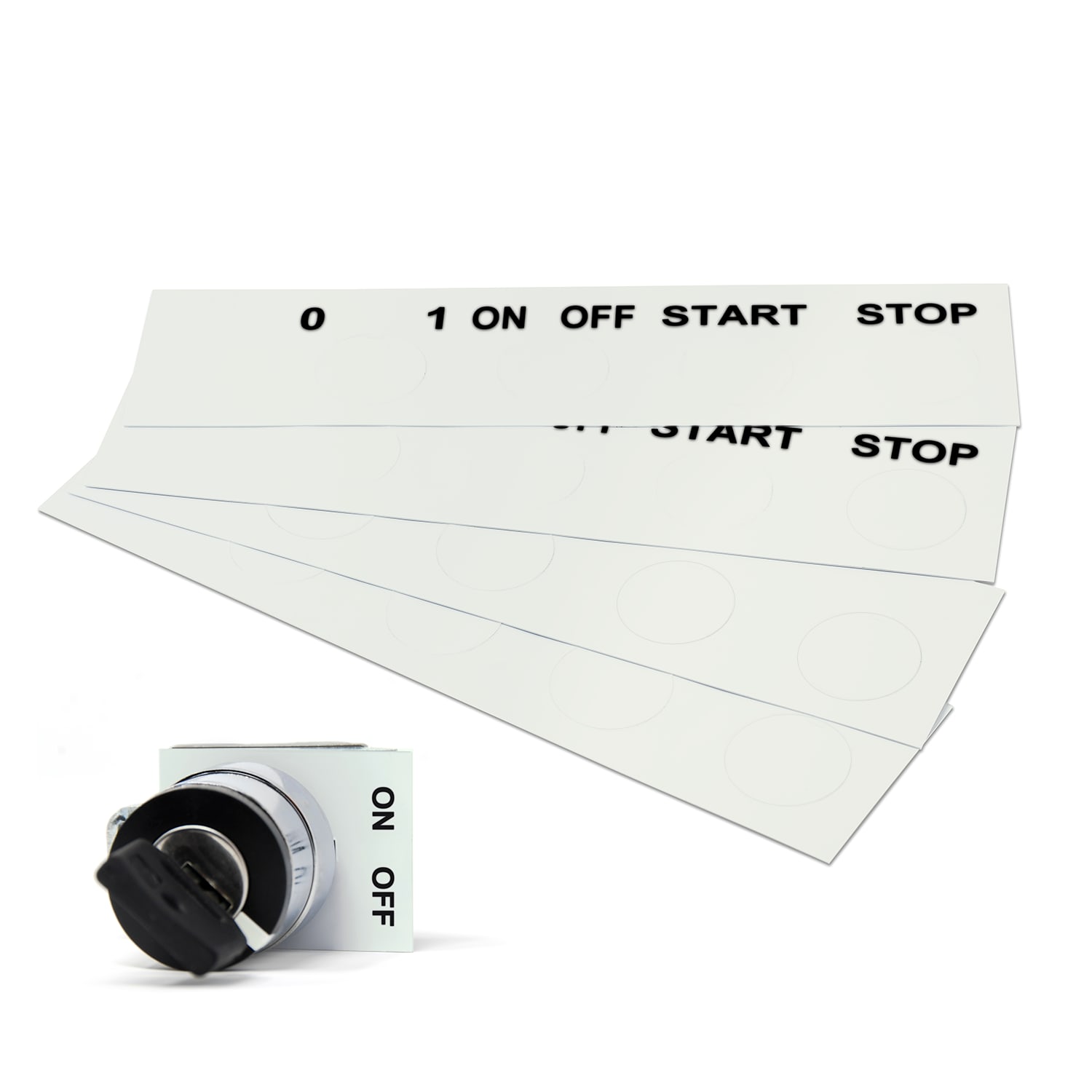 GRAFOPLAST - Targa adesiva in policarbonato Halogen Free Bianco traslucente 50x50mm D=30,5 108 pezzi. Targhetta per pulsanti, binari ed apparecchiature da incollare tramite il suo adesivo peruna marcatura completa priva di alogeni