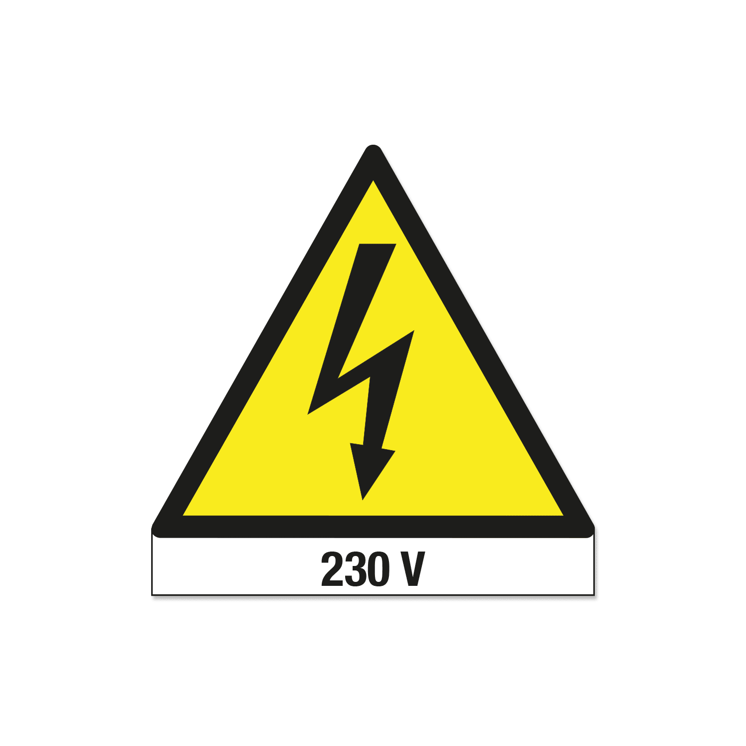 GRAFOPLAST - Etichetta triangolare pericolo tensione 230 VOLT in vinile adesivo dimensioni lato triangolo=102 mm, 6 pz per foglio LA11136F1