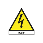 GRAFOPLAST - Etichetta triangolare pericolo tensione 220 VOLT in vinile adesivo dimensioni lato triangolo=51 mm, 20 pz per foglio