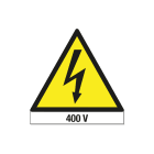 GRAFOPLAST - Etichetta triangolare pericolo tensione 400 VOLT in vinile adesivo dimensioni lato triangolo=68 mm, 12 pz per foglio