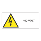 GRAFOPLAST - Etichetta rettangolare di pericolo tensione 400VOLT in vinile ades. 70x30 mm - 18 pezzi x foglio