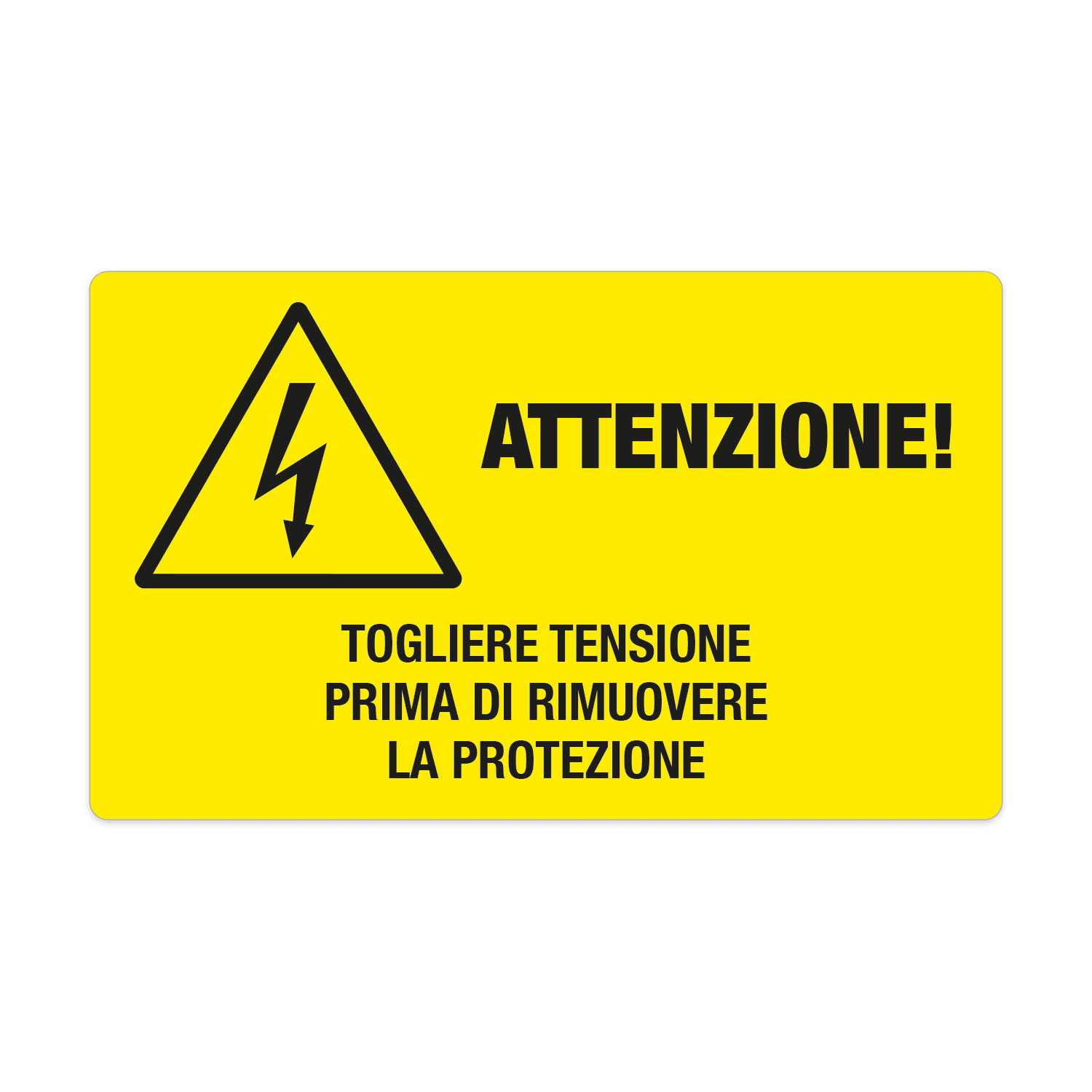 GRAFOPLAST - Etichetta "ATTENZIONE! TOGLIERE TENSIONE PRIMA DI RIMUOVERE LO SPORTELLO " in vinile adesivo dimensioni L=100 mm, H=60 mm, 7 pz per foglio
