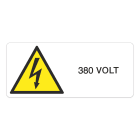 GRAFOPLAST - Etichetta pericolo tensione 380 VOLT in vinile adesivo dimensioni L=140 mm, H=60 mm, 6 pz per foglio