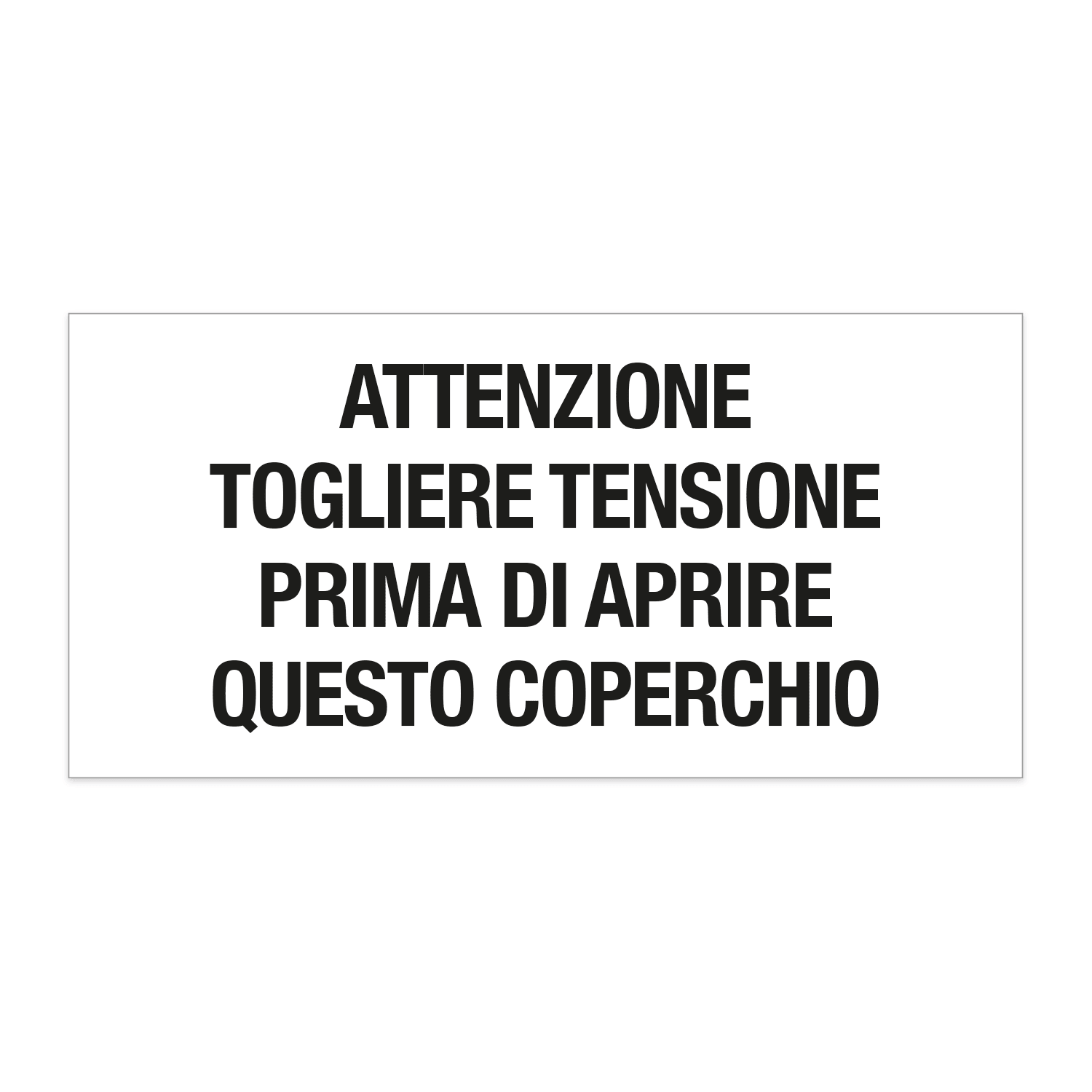 GRAFOPLAST - Etichetta "att.ne togliere tensione prima di aprire" in vinile adesivo dimensioni L=68 mm, H=33 mm, 20 pz per foglio