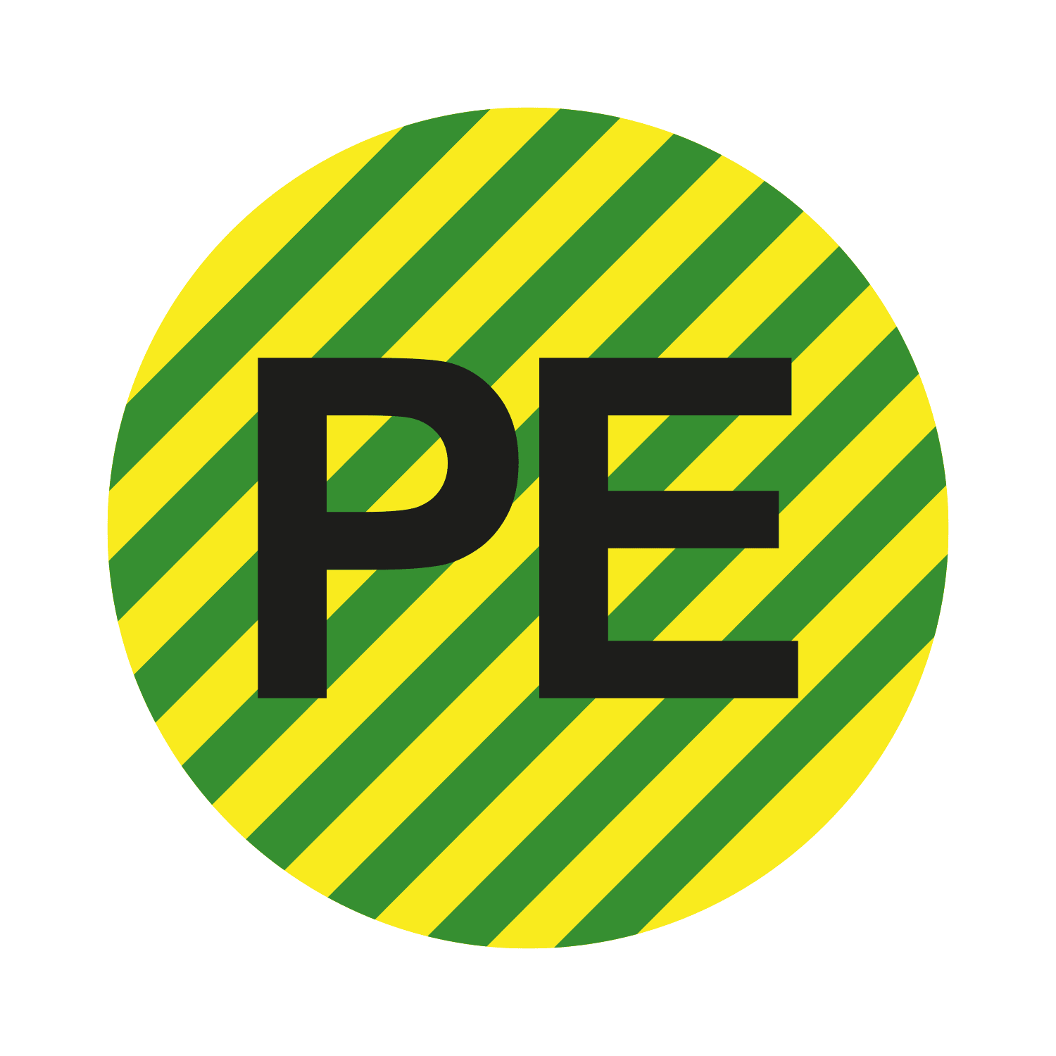 GRAFOPLAST - Etichetta tonda "PE" giallo/verde in vinile adesivo diametro 20 mm, 98 pz per foglio