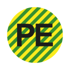 GRAFOPLAST - Etichetta tonda ''PE''giallo su verde diametro20 mm 1 Foglio da 98 pezzi