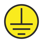 GRAFOPLAST - Etichetta tonda "terra" nero su giallo in vinile adesivo diametro 26 mm, 66 pz per foglio