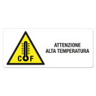 GRAFOPLAST - Targhetta in vinile Adesivo Pericolo ATTENZIONE ALTA TEMPERATURA 140 x 60 mm - 6 pz per foglio
