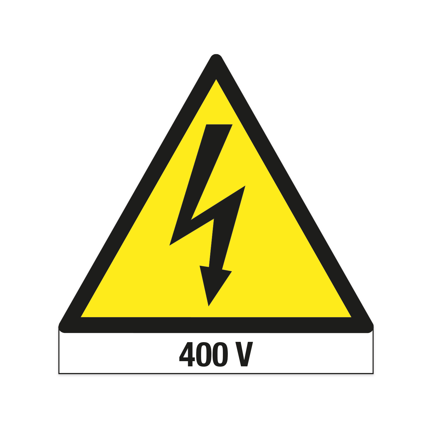 GRAFOPLAST - Etichetta triangolare pericolo TENSIONE 400 VOLT in policarbonato adesivo dimensioni lato triangolo=68 mm, 12 pz per foglio