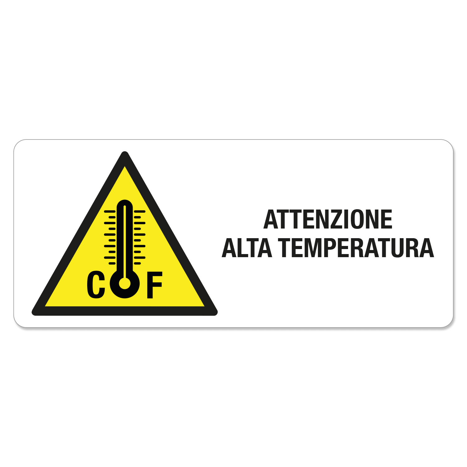 GRAFOPLAST - Targhetta in Policarbonato Adesivo ATTENZIONE ALTA TEMPERATURA 140 x 60 mm - 6 pz x foglio