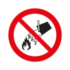 GRAFOPLAST - Etichetta tonda "VIETATO SPEGNERE CON ACQUA" in policarbonato adesivo diametro 39 mm, 30 pz per foglio LAX36030F1