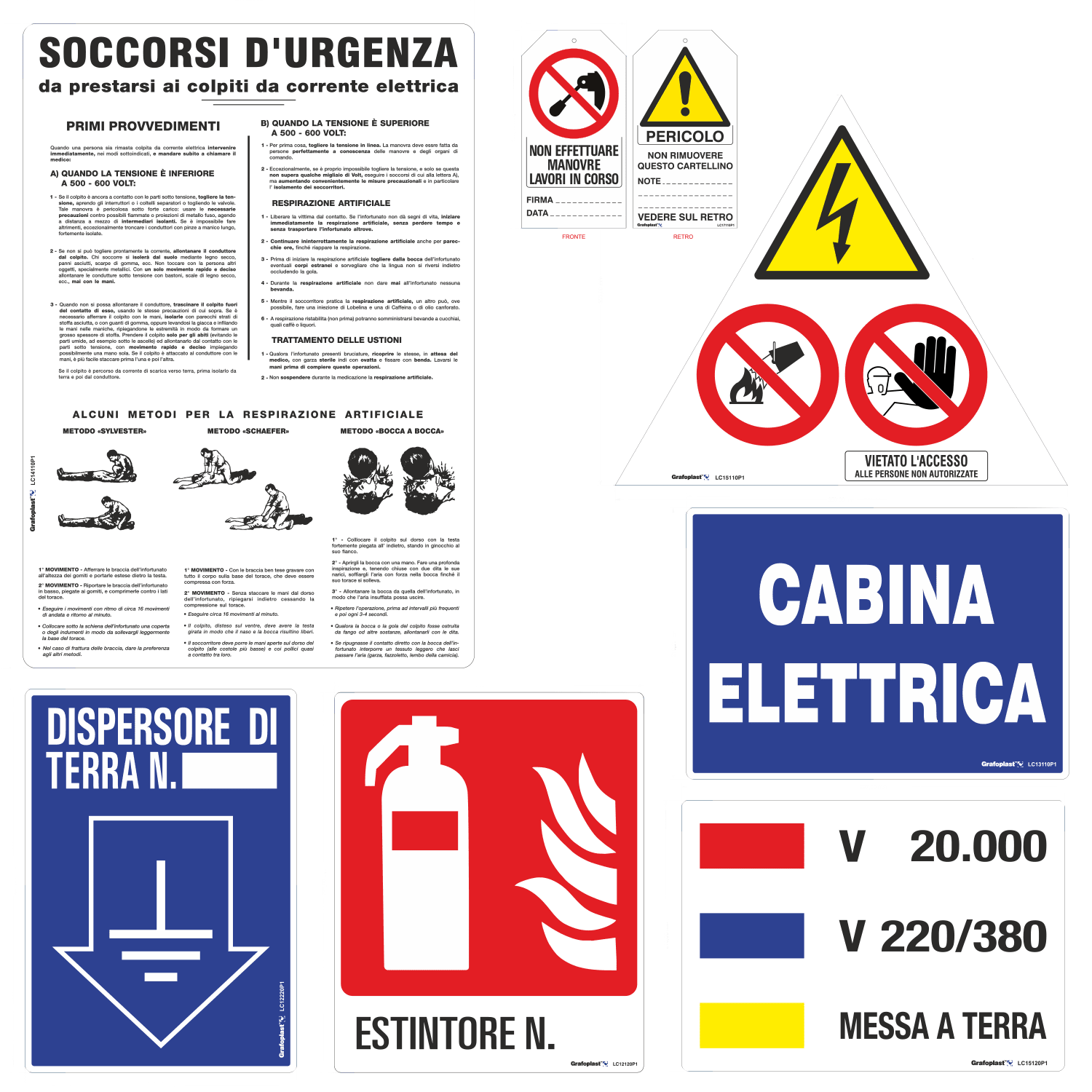 GRAFOPLAST - Kit di 7 cartelli per cabina LC0KIT01