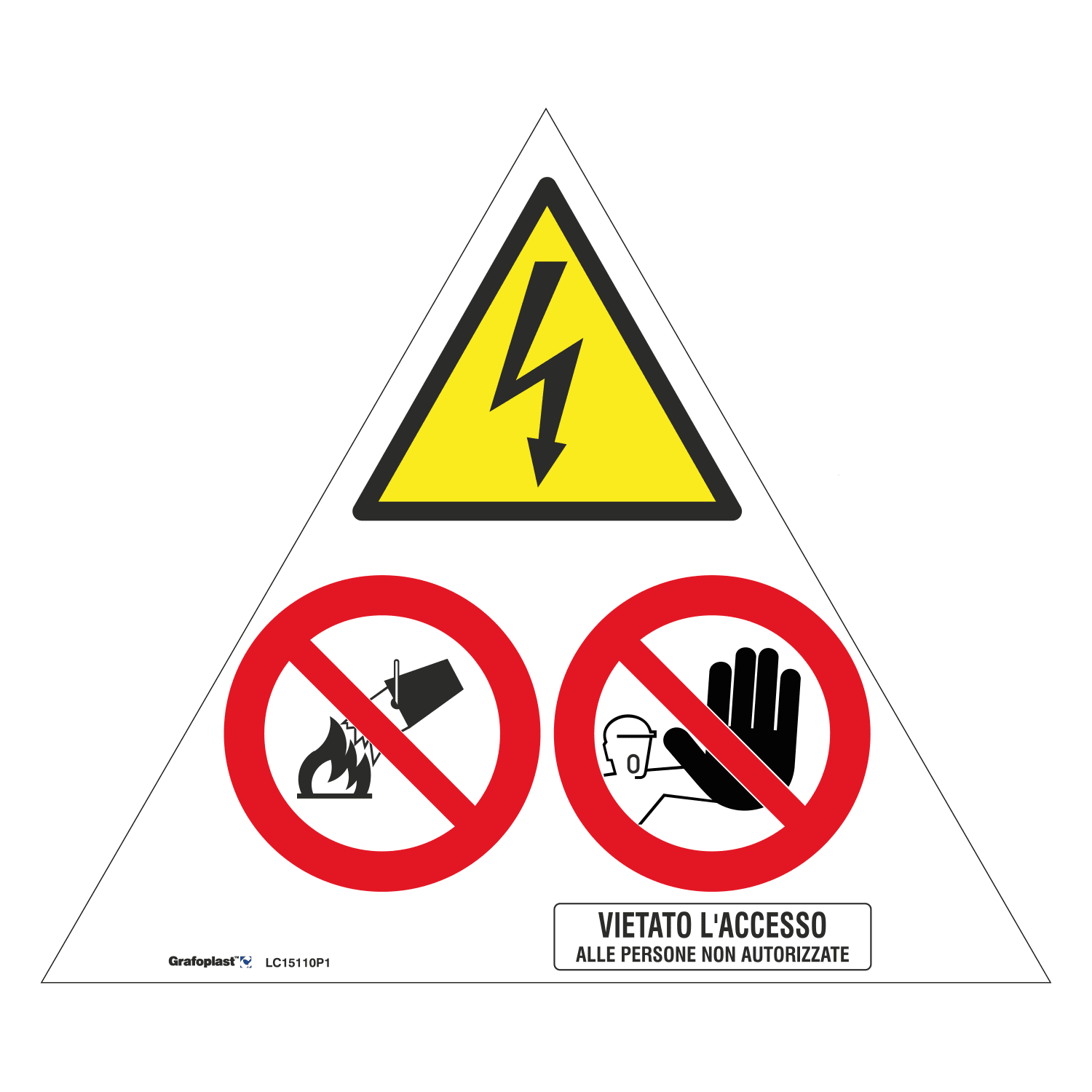 GRAFOPLAST - Cartello in PVC PERICOLO E DIVIETO Lunghezza 350 mm - 1 pz per foglio