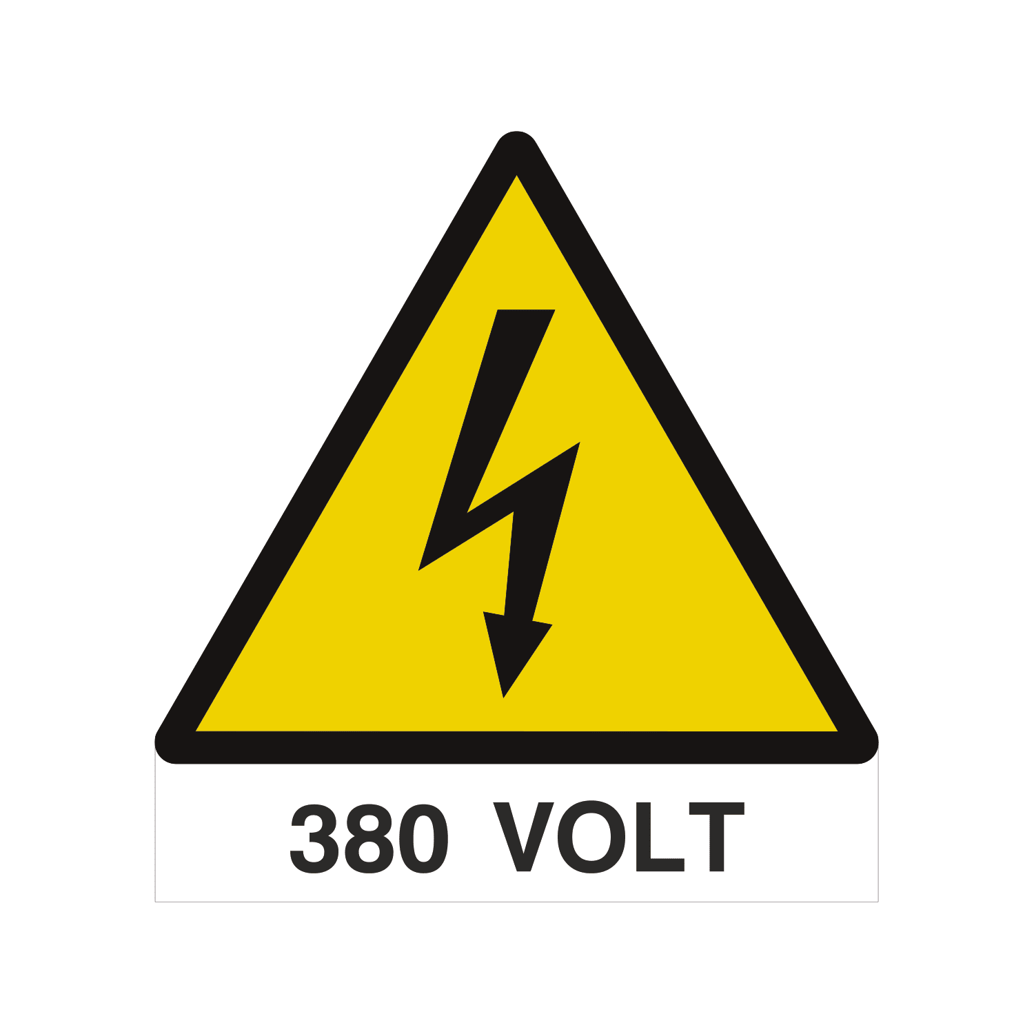 GRAFOPLAST - Cartello triangolare pericolo TENSIONE 380 VOLT in policarbonato adesivo dimensioni lato triangolo=210 mm, 1 pz per foglio