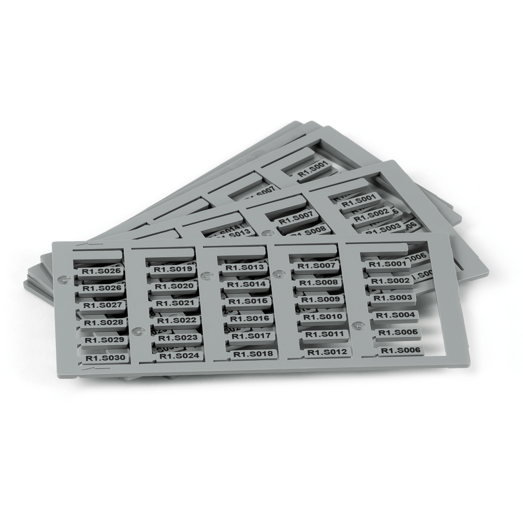 GRAFOPLAST - Tessera rigida per cavi  Grigio 12x4 mm  - 960 pezzi.  La tessera si applica con facilitè nei tubetti per identificare i singoli cavi. Stampabile con sistema a trasferimento termicoEVOMAX