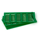 GRAFOPLAST - Tessera rigida per cavi Verde 12x4 mm - confezione master carton da 3000 pezzi. La tessera si applica con facilitè nei tubetti per identificare i singoli cavi. Stampabile con sistema a trasferimento termico EVOMAX