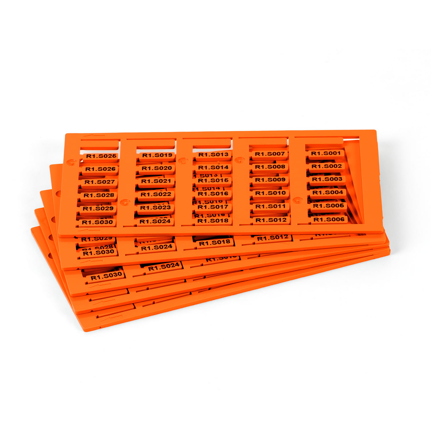GRAFOPLAST - Tessera rigida per cavi Arancio 12x4 mm - 960 pezzi. La tessera si applica con facilitè nei tubetti per identificare i singoli cavi. Stampabile con sistema a trasferimento termico EVOMAX